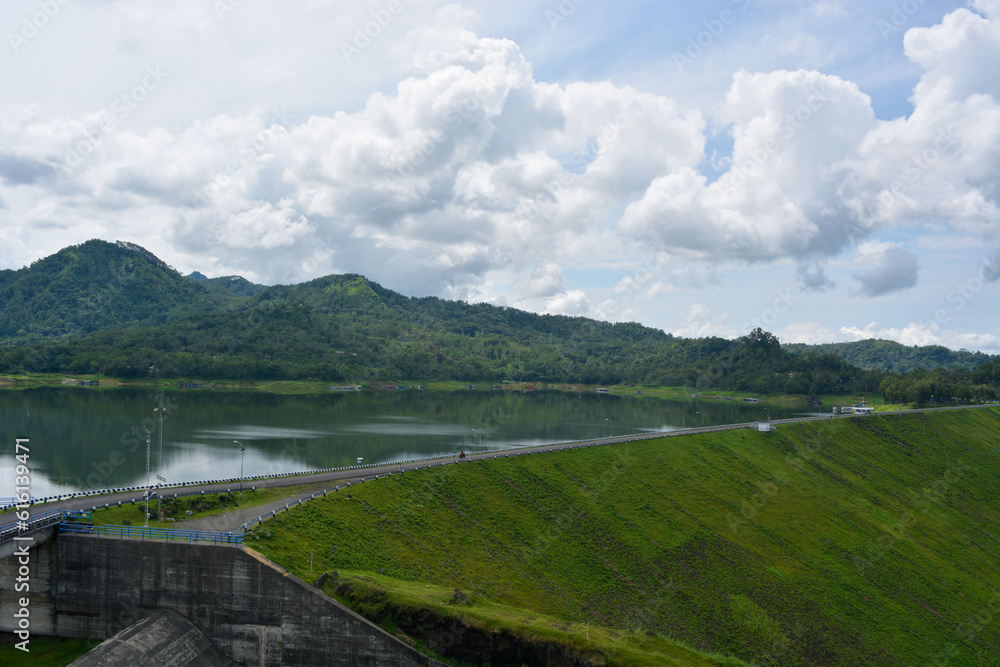 The Wadaslintang Reservoir Dam in Wonosobo, Indonesia.
