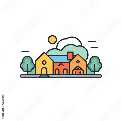 Countryside Linear Vector Icon. Minimalist Countryside Icon. Simple & Crisp Design.