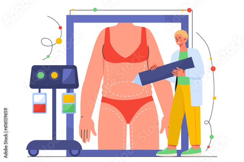 Woman at liposuction concept