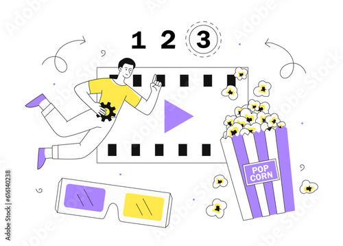 Man with movie or cinema line concept