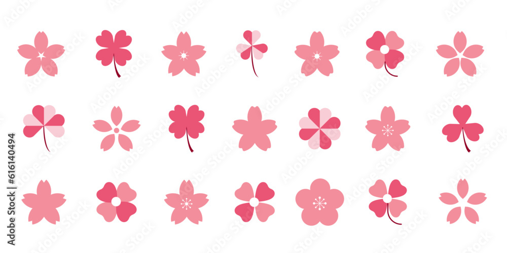 Big bundle of pink flower bloom icon element