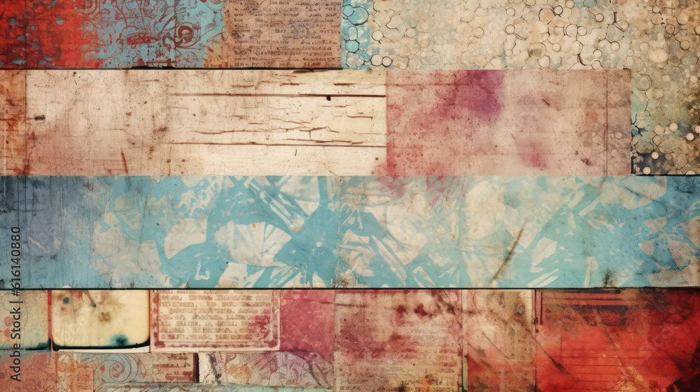 A vintage and Rusty colorful wood retro background that captures the retro and romantic Strip vibe with textures, distressed effects, faded colors for design AI Generative