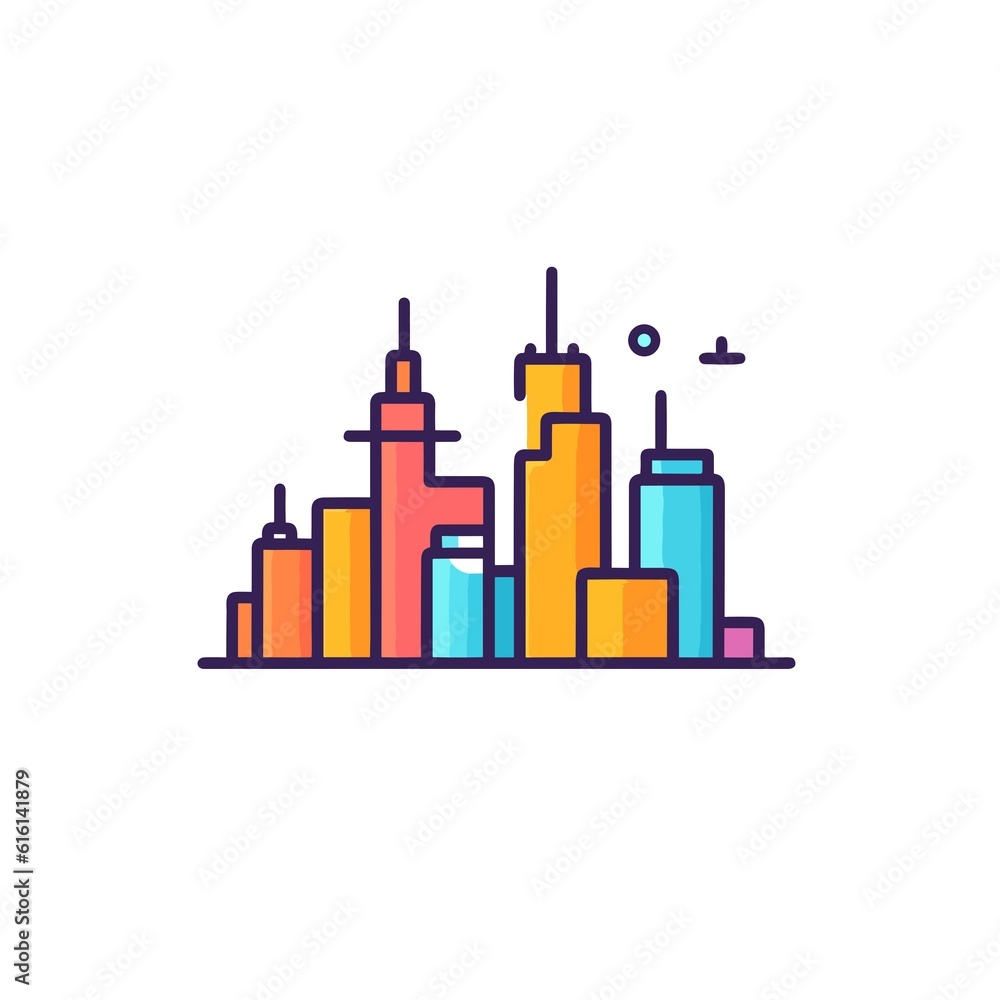 City Skyline Linear Vector Icon. Minimalistic Design. Minimalist City Skyline Icon on White Background. City Skyline Linear Vector Icon. Minimalistic Design. Minimalist City Skyline Icon on White Background.