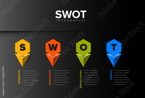 Vector dark simple SWOT illustration template photo