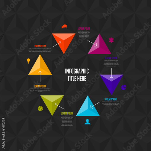 Multipurpose dark Infographic cycle template with six elements