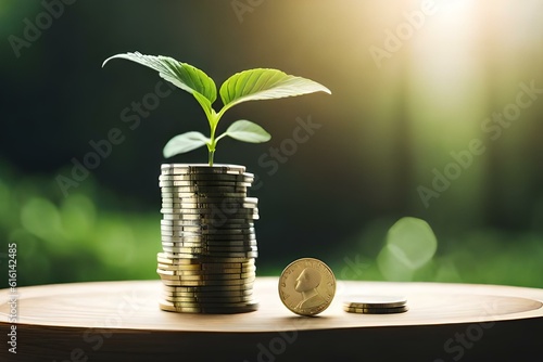 plant growing from coins AI Generated