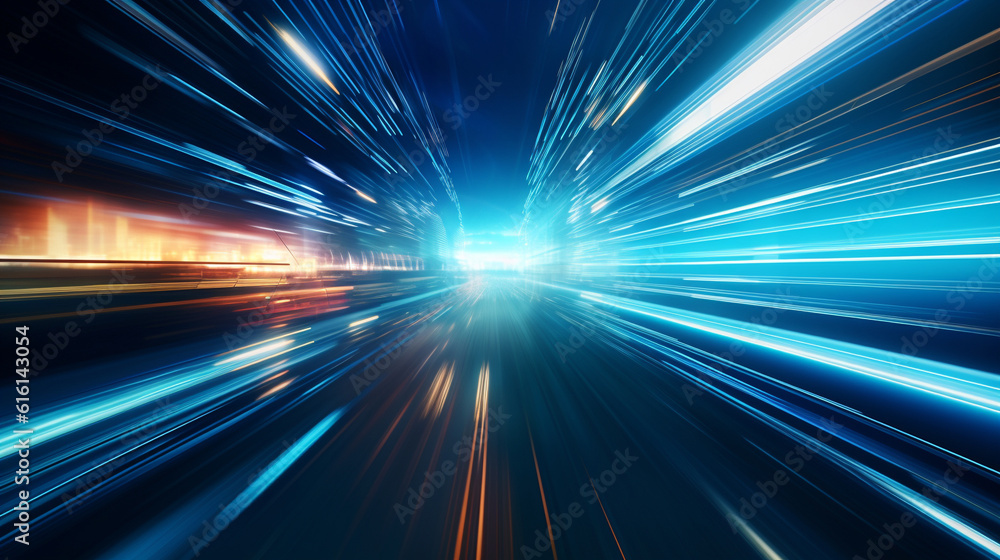 Obraz premium Technology screen with abstract high speed technology motion blur