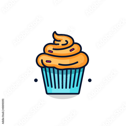 Cupcake Icon on White Background. Vector Illustration.