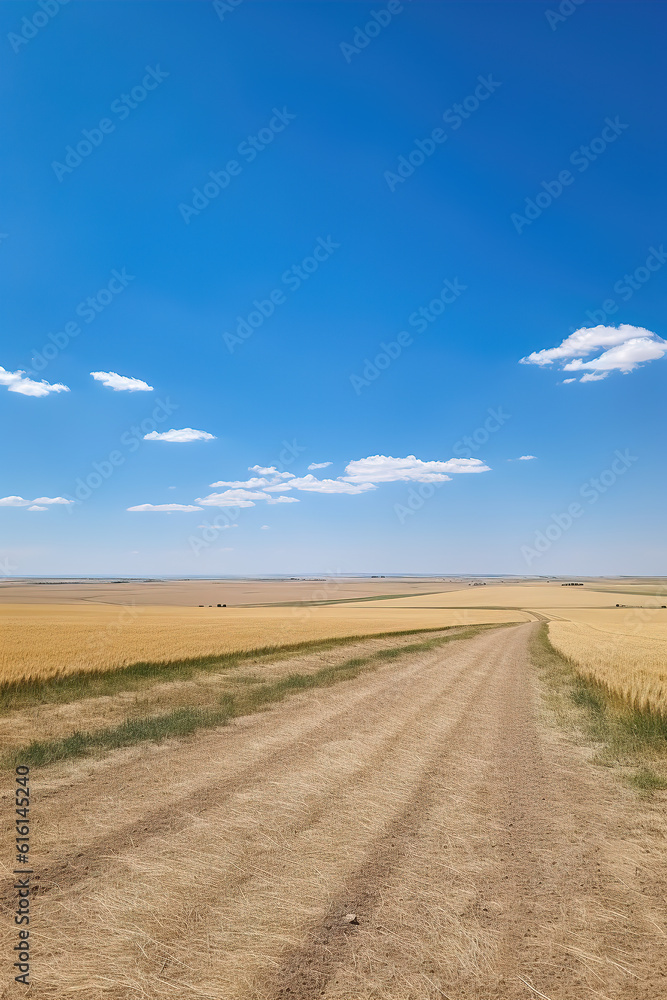 Natural landscape of outdoor farms under the blue sky and white clouds