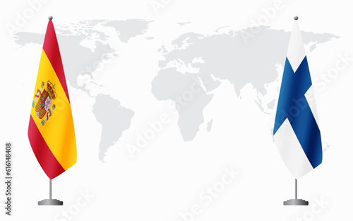 Spain and Finland flags for official meeting