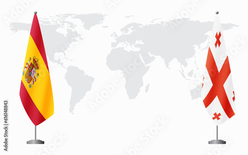 Spain and Georgia flags for official meeting