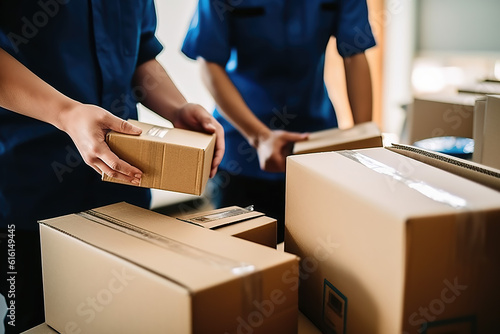 The parcels of the parcel send to the package through the service. The consignment hand submits the customer to the delivery of the delivery person's box.