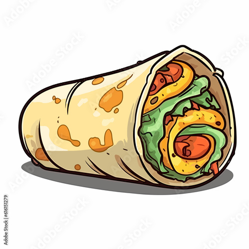 Burritos hand-drawn illustration. Mexican burrito wrap. Vector doodle style cartoon illustration