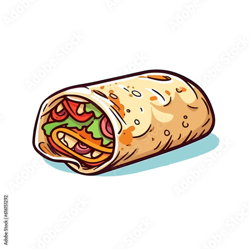 Burritos hand-drawn illustration. Mexican burrito wrap. Vector doodle style cartoon illustration