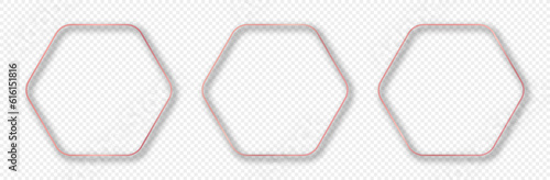 Rose gold glowing rounded hexagon frame
