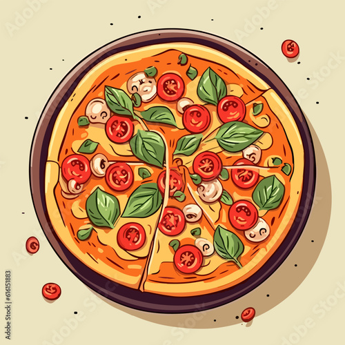 Pizza hand-drawn illustration. Italian pizza. Vector doodle style cartoon illustration