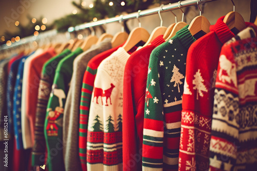 Ugly Christmas sweaters hangers, traditional white people fun