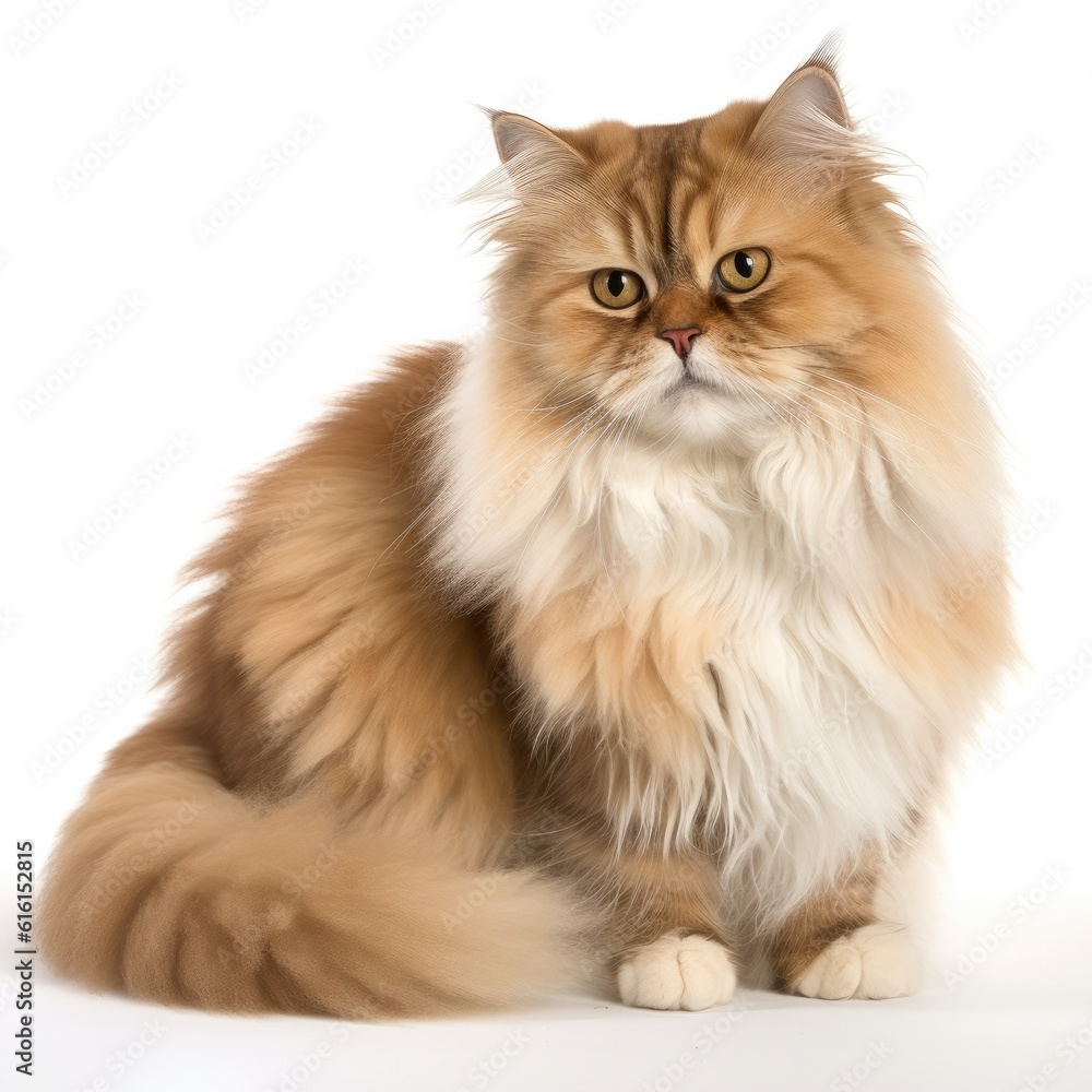 British Longhair cat cat isolated on white background. Generative AI