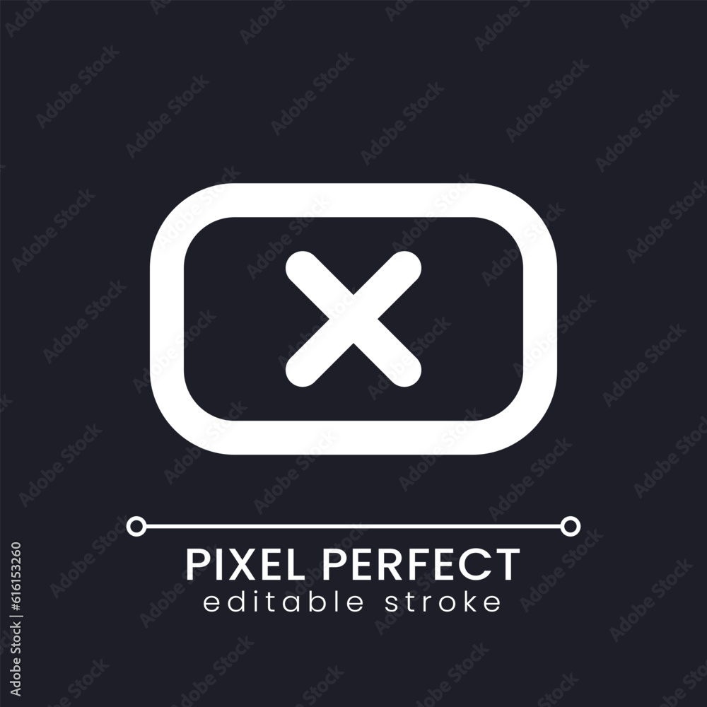 Obraz premium Remove background pixel perfect white linear ui icon for dark theme. Unwanted subject in footage. Vector line pictogram. Isolated user interface symbol for night mode. Editable stroke