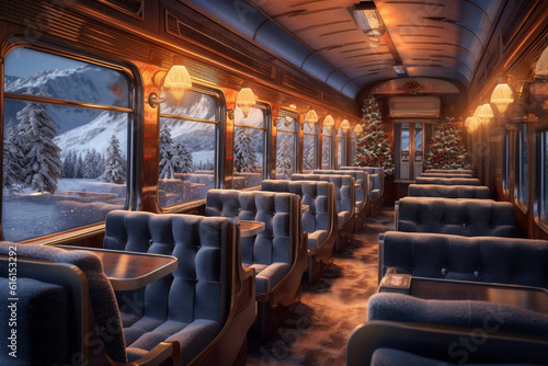 Interior of vintage car of locomotive, illustration