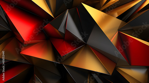 Abstract Geometric red, black and gold background