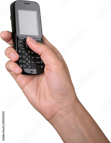 Wallpaper Mural Closeup on Hand Using an Old Mobile Phone Torontodigital.ca