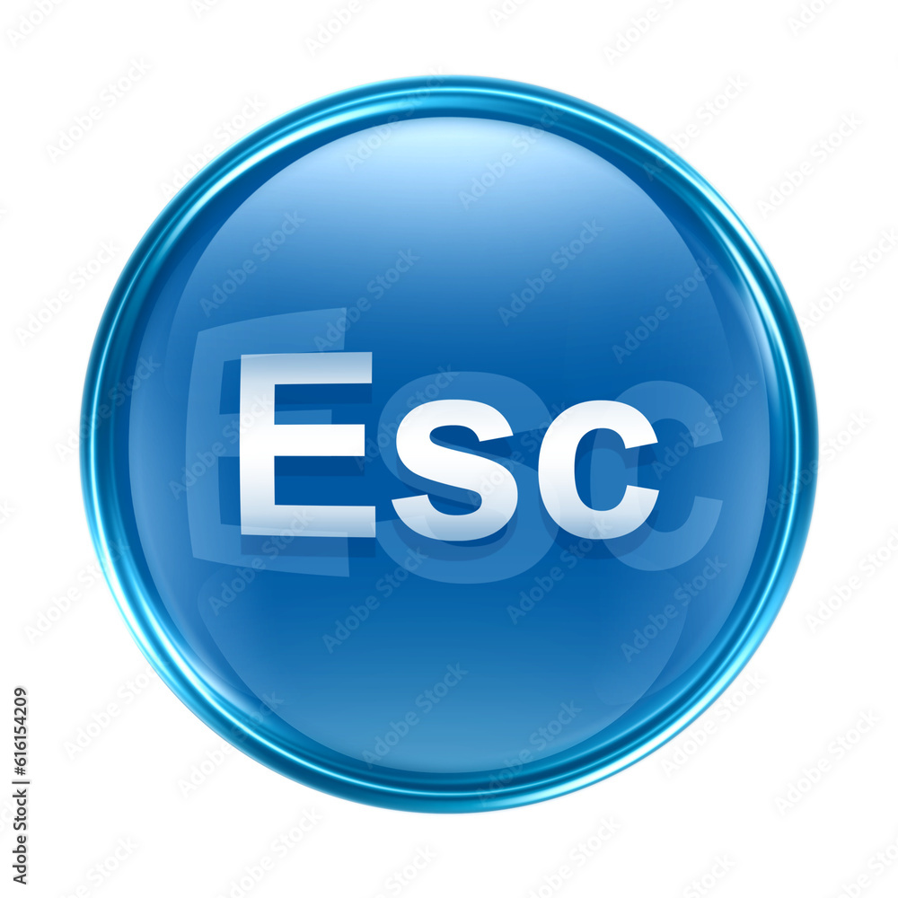 Esc icon blue, isolated on white background Esc icon blue, isolated on white background