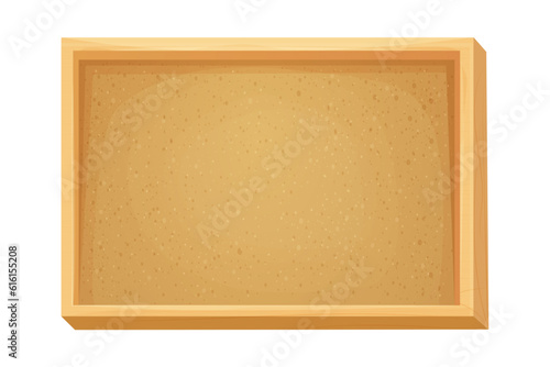 Cork board in wooden frame empty in cartoon style isolated on white background. Space for schedule, tasks and memeory pages. 