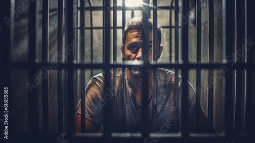 Foto criminal behind bars in prison
