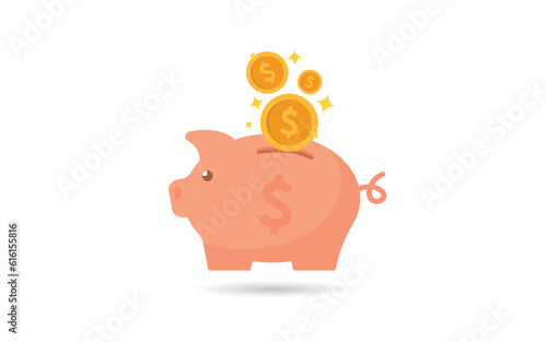 Piggy banks with gold coins vector icon . Symbol of profit and growth or open a bank deposit