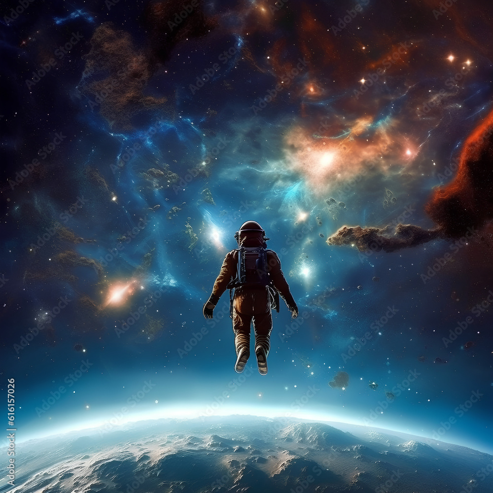 Naklejka premium Reflections of the Infinite: A Cosmic Encounter