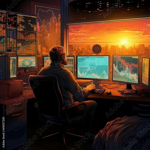 person watching tv Bitcoin Trading Illustration: Enhance Your Projects with Adobe Stock