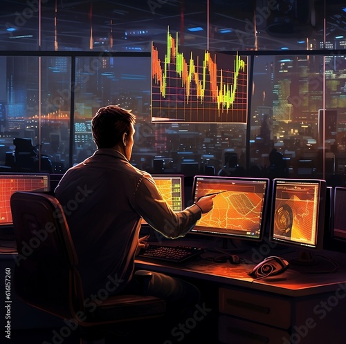 businessman working on laptop Bitcoin Trading Illustration: Enhance Your Projects with Adobe Stock