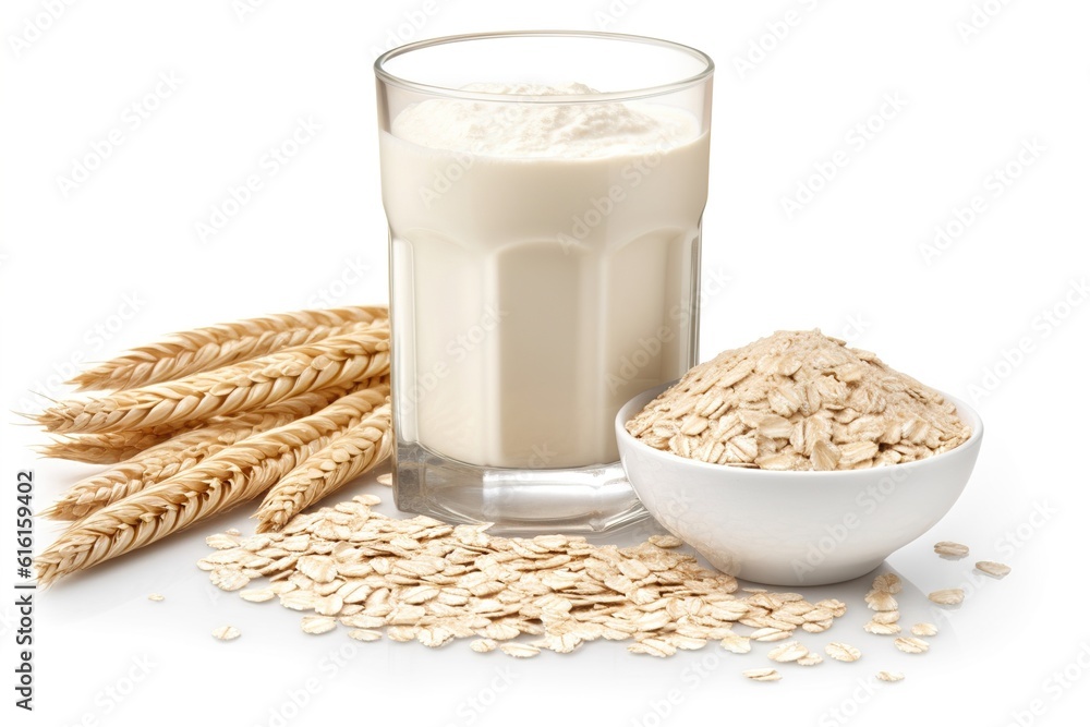 oat milk isolated on white background. Generated by AI. oat milk isolated on white background. Generated by AI.