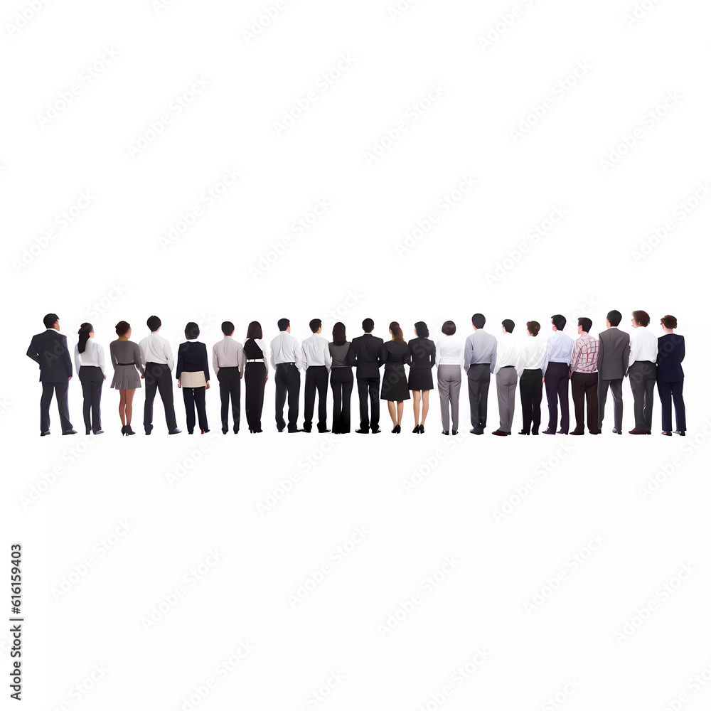 Rear view of business group standing in row Rear view of business group standing in row