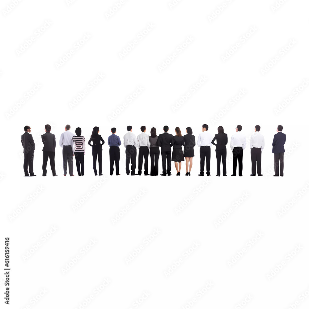 Rear view of business group standing in row Rear view of business group standing in row