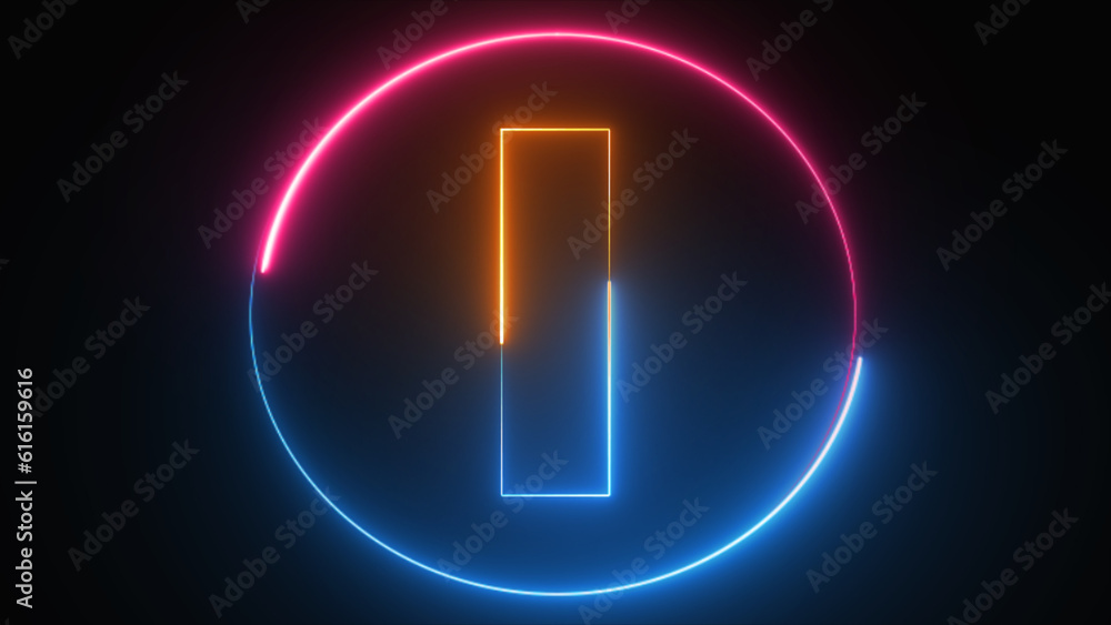 Abstract neon letter I logo design with fire circle. Alphabet I glowing in the dark Line creative symbol. Bright Neon Font text I. Night Show Alphabet. 3d Rendering Isolated on black background. Abstract neon letter I logo design with fire circle. Alphabet I glowing in the dark Line creative symbol. Bright Neon Font text I. Night Show Alphabet. 3d Rendering Isolated on black background.
