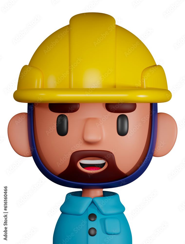 Cartoon builder worker 3d character illustration Cartoon builder worker 3d character illustration
