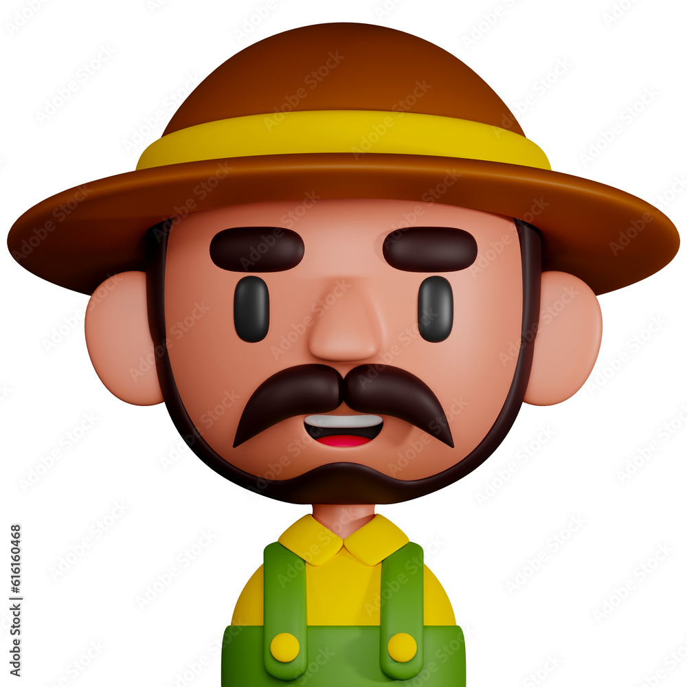 Cute farmer 3d cartoon icon illustration Cute farmer 3d cartoon icon illustration