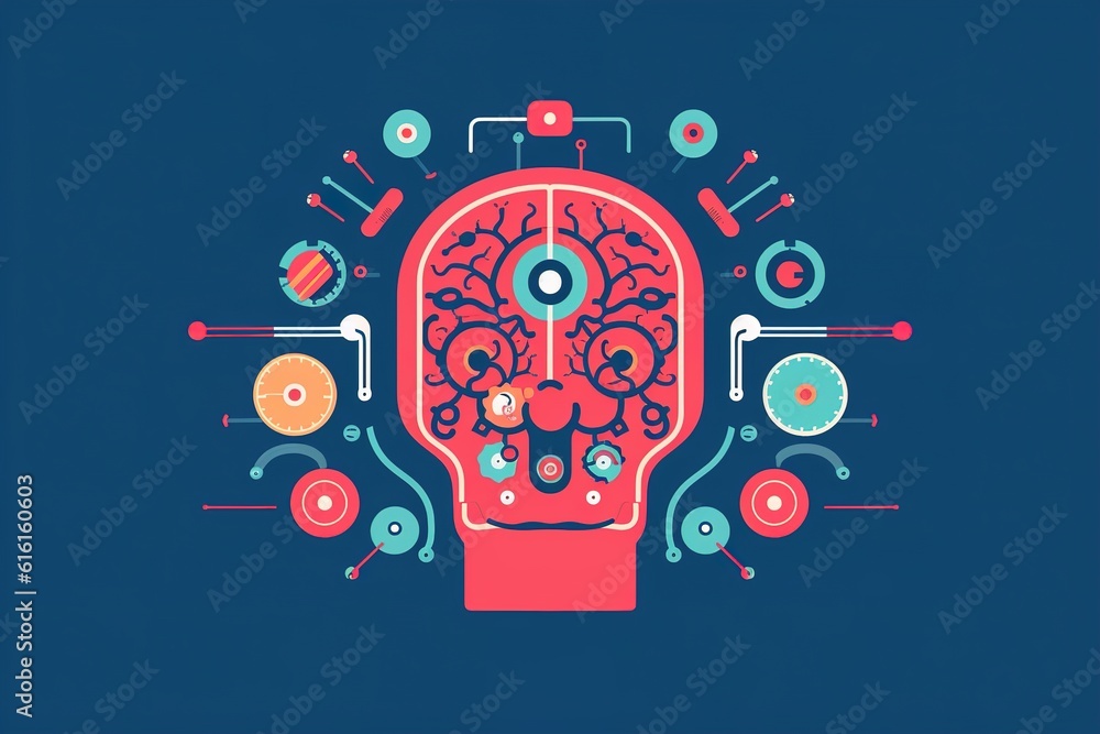 thought process in the brain modern illustration