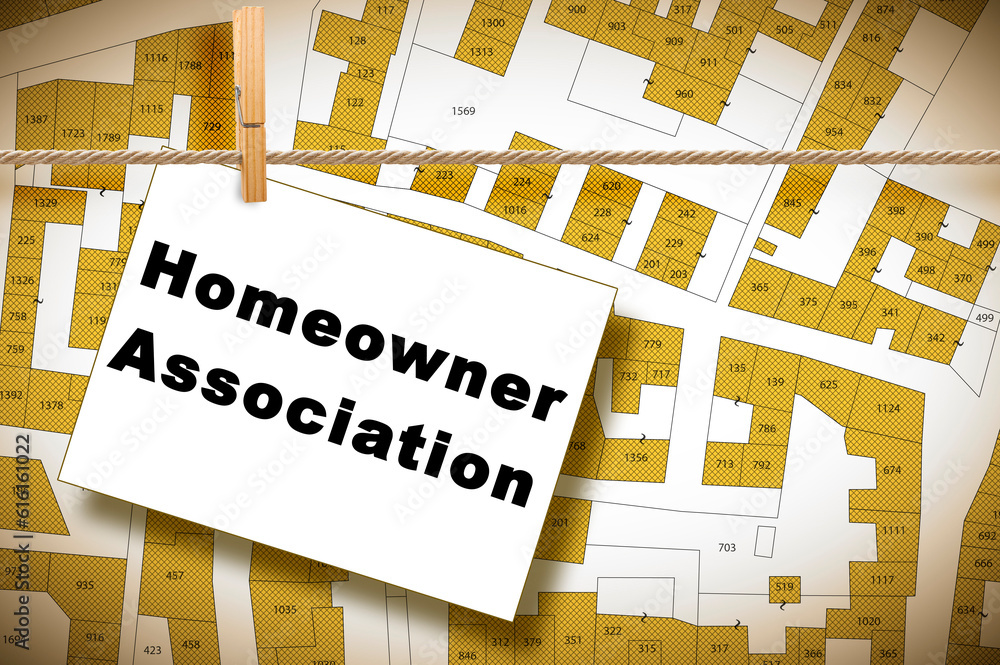 Homeowner Association concept with residential homes models against an ...