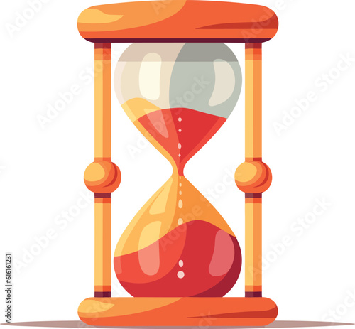 Orange sand timer on a clean white background represents precision and punctuality. Precise Time Measurement on White Background