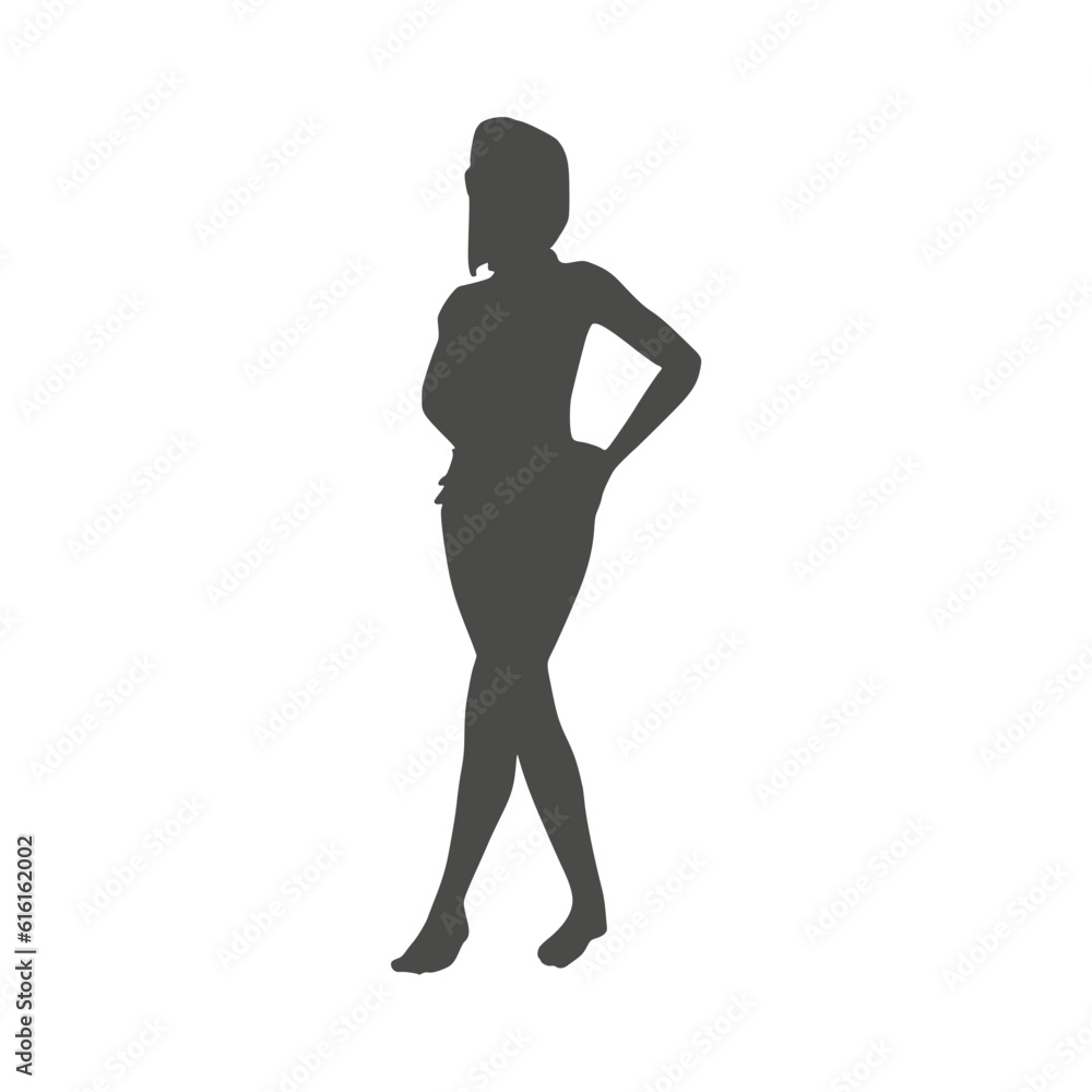 Illustration of a beautiful fashion model posing. Young attractive woman.