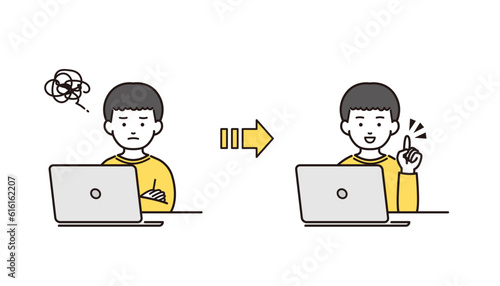 パソコンを使う男の子