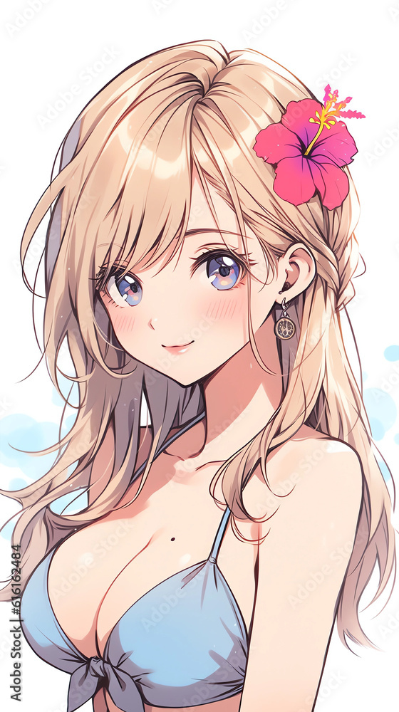 hand drawn cartoon anime cool swimsuit girl illustration in summer hand drawn cartoon anime cool swimsuit girl illustration in summer