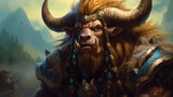 Tauren portrait illustration a fantasy bovine humanoid