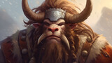 Tauren portrait illustration a fantasy bovine humanoid