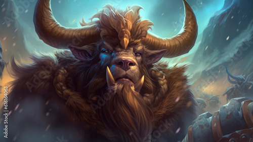 Tauren portrait illustration a fantasy bovine humanoid photo