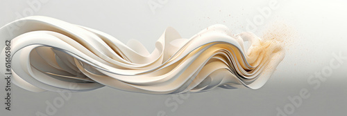 Captivating White Sculpture With Brown Substance And Wavy Design - Perfect For Art Enthusiasts And Decorators On Gray And White Backgrounds With Light Brown Accents 3D Motion Animation Generative AI