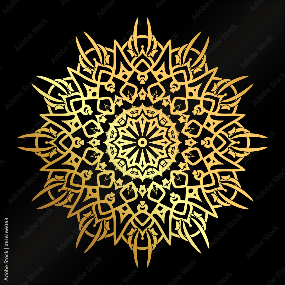 Ornamental luxury golden mandala. Islam, Arabic, Indian, turkish, pakistan, chinese, vector. 
